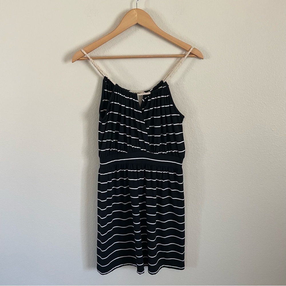 NWOT One Clothing Black & White Striped Dress Nautical Size Medium